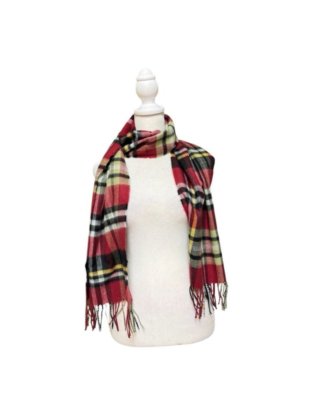 Softer Than Cashmere Red Plaid Fringe Scarf Super Soft Acrylic 66” x 12.5”